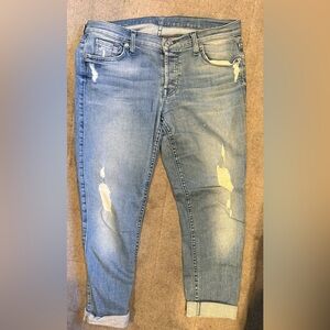 7 For All Mankind Josephine Distressed Skinny Boyfriend Jeans